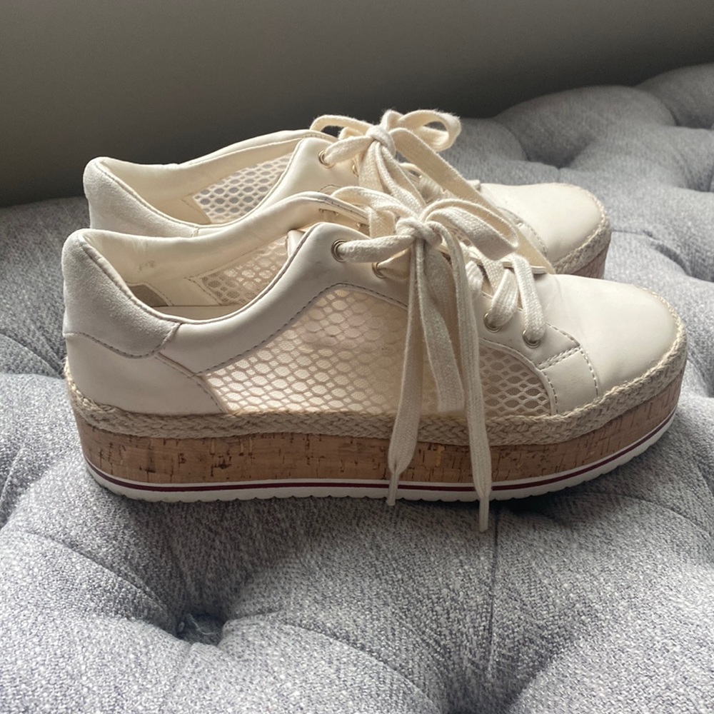 JLO platform cork tennis shoe